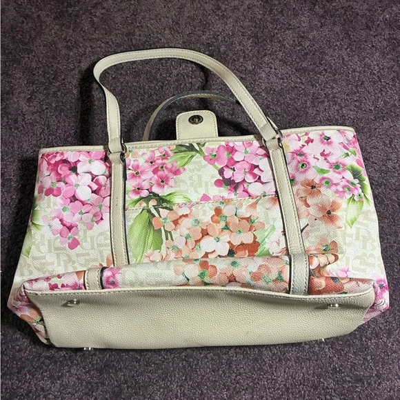 Dana Bachman Vegan Leather Floral Women's Tote Bag Top Snap Interior Zippers - Picture 4 of 7